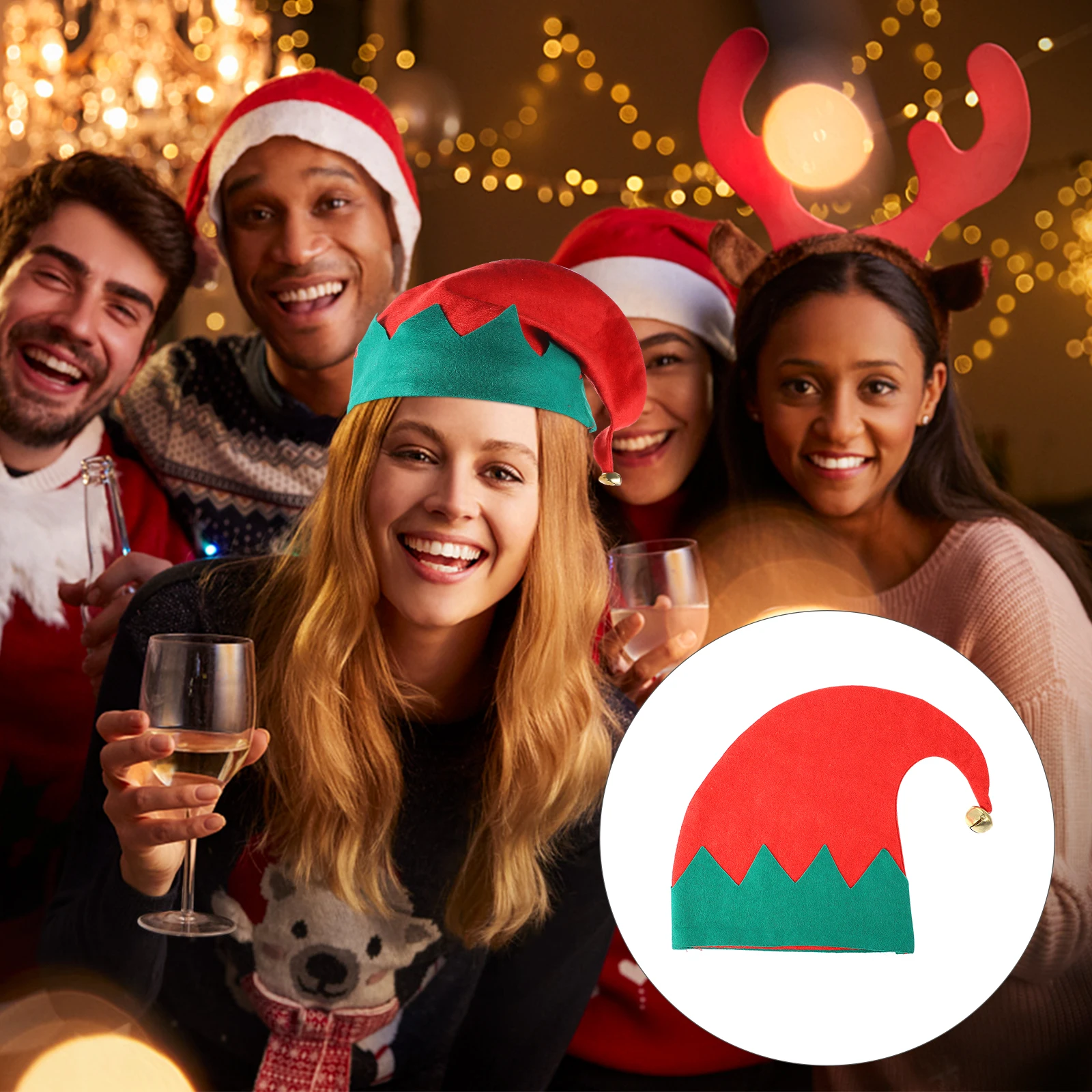 

1Pcs Christmas Elf Hat Gold Costume Decoration Child Size Party Accessory Holiday Performance Costume Christmas Hat