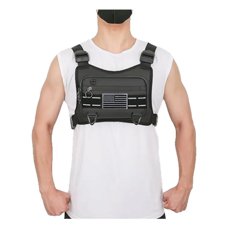 Alças de ombro ajustáveis frente peito correndo colete saco ao ar livre tático escalada saco de peito à prova dwaterproof água anti-roubo ginásio cinto saco