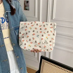 Cosmetic Bags for Women Cotton Flower Make Up Pouch Travel Toiletries Organizer Storage Hangbag Korean Small Large Makeup Pouch