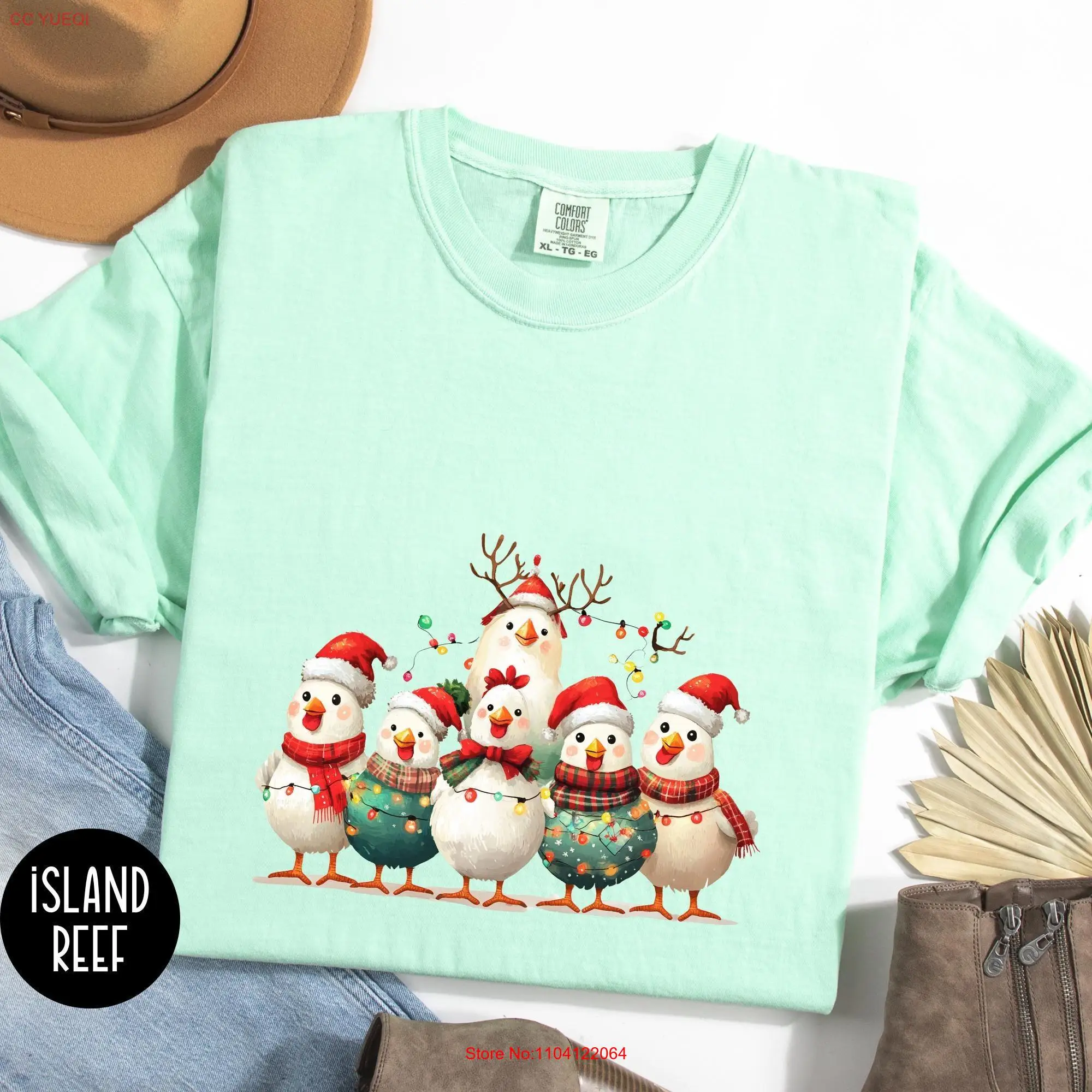 

Christmas Chickens T Shirt Funny Chicken Farm SweaT Holiday Season Lover Xmas Animals long or short sleeves