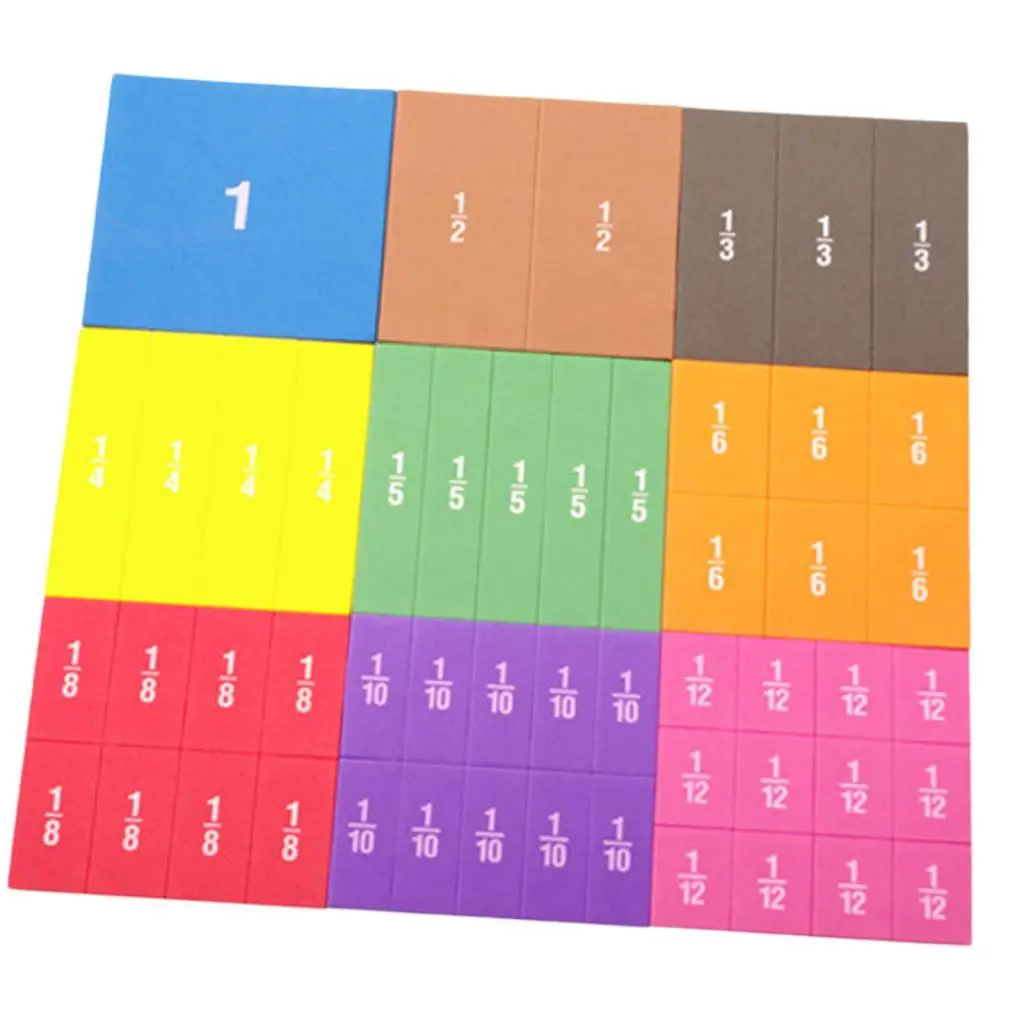 22 piece Fraction Tiles & Fraction Circles - Math Manipulatives for Elementary Fraction Magnets & Fraction Strips