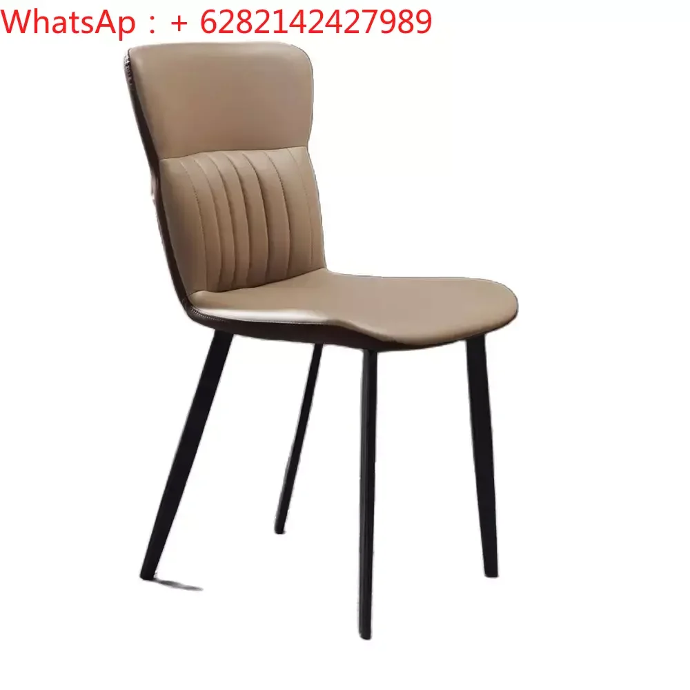 Luxury European Modern Design Leather Khaki Light Yellow Dining Chair