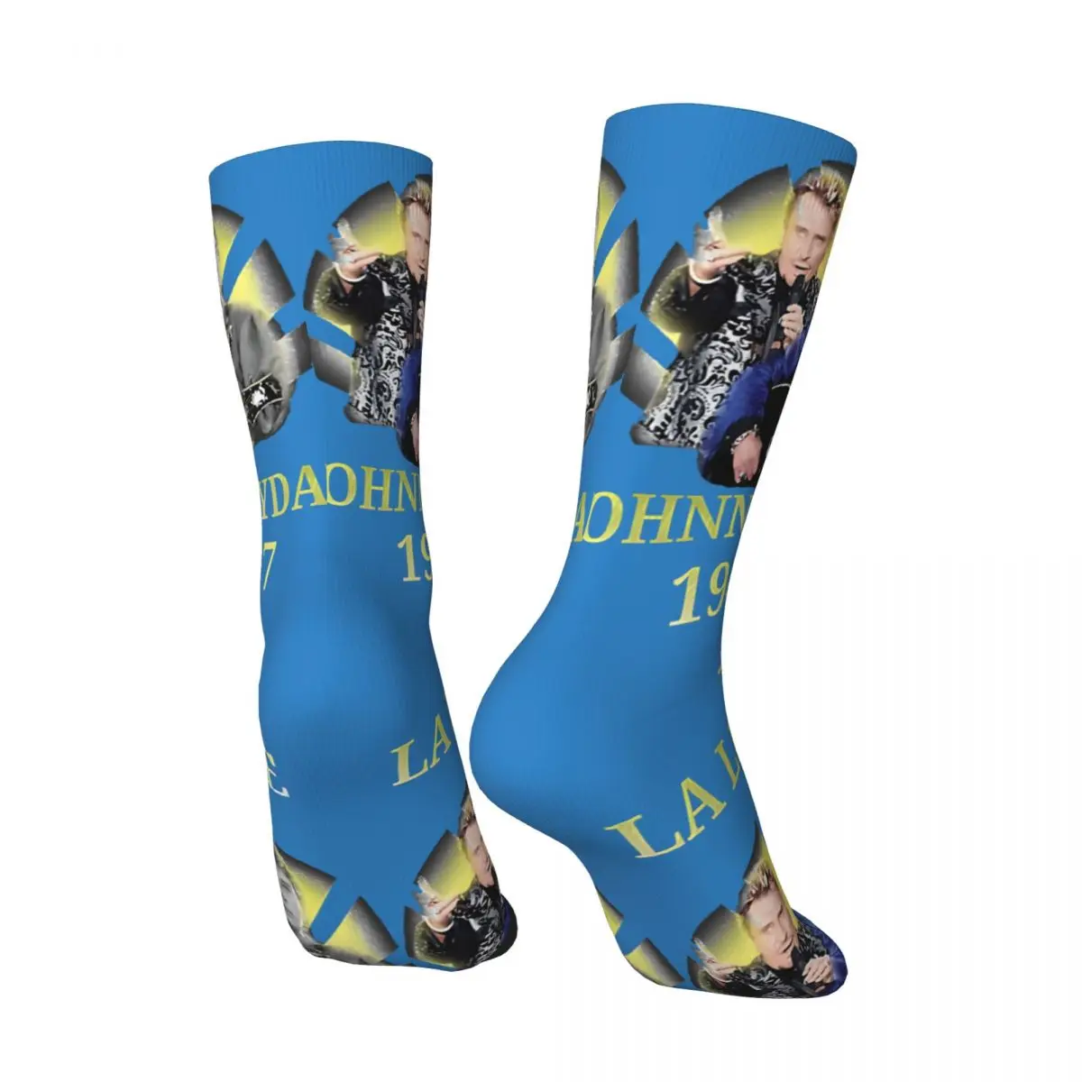 Funny Crazy compression Johnny Hallyday Classique Sock for Men Hip Hop Vintage Johnny Hallyday Boys Crew Sock Casual Gift