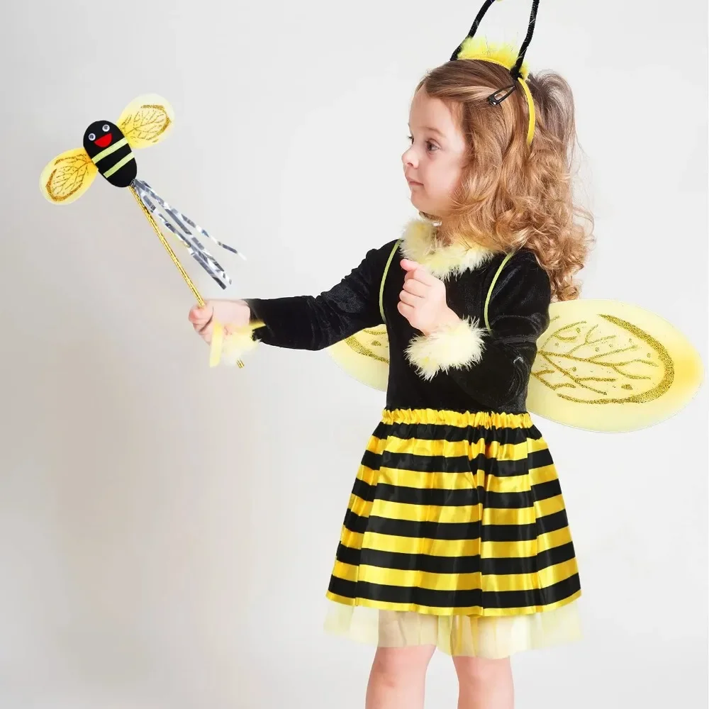 

Kawii Bee, аксессуары для костюмов для косплея, аниме, желтые сказочные повязки на голову, палочка с крыльями, пчела, реквизит для Хэллоуина, дня рождения, рождественские подарки