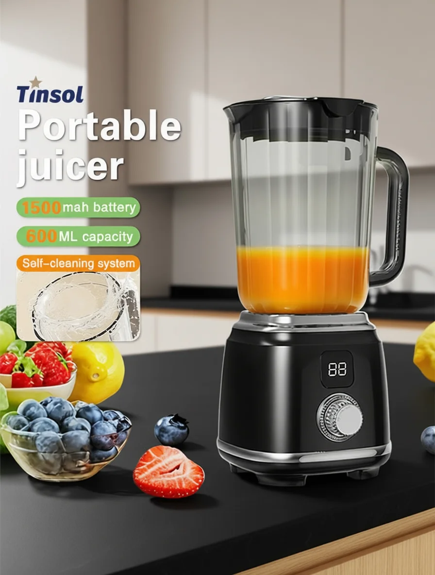 TINSOL New Home Juicer 10 Blades 3000mAh Multifunctional Blender Knob Juicer Ice Crusher  High Juicing Rate Kitchen Tools — TINSOL