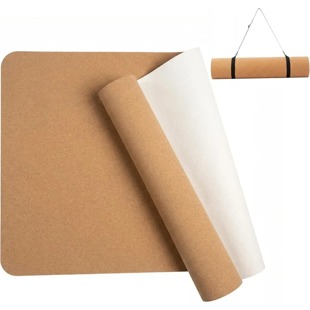 

Extra Thick 6mm Cork Yoga Mat High Density Natural Rubber 72x24 Exercise Pad for Home Gym