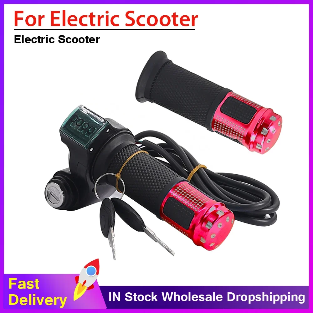 12V-90V Twist Throttle Accelerator with Led Digital Display Indicator Key Switch for Electric Bike Scooter Electric Throttle