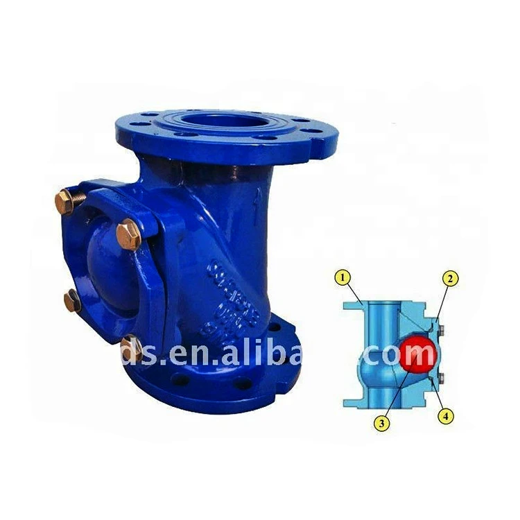 Flanged Cast Ductile Iron Rubber Ball Check Valve DN80 PN16