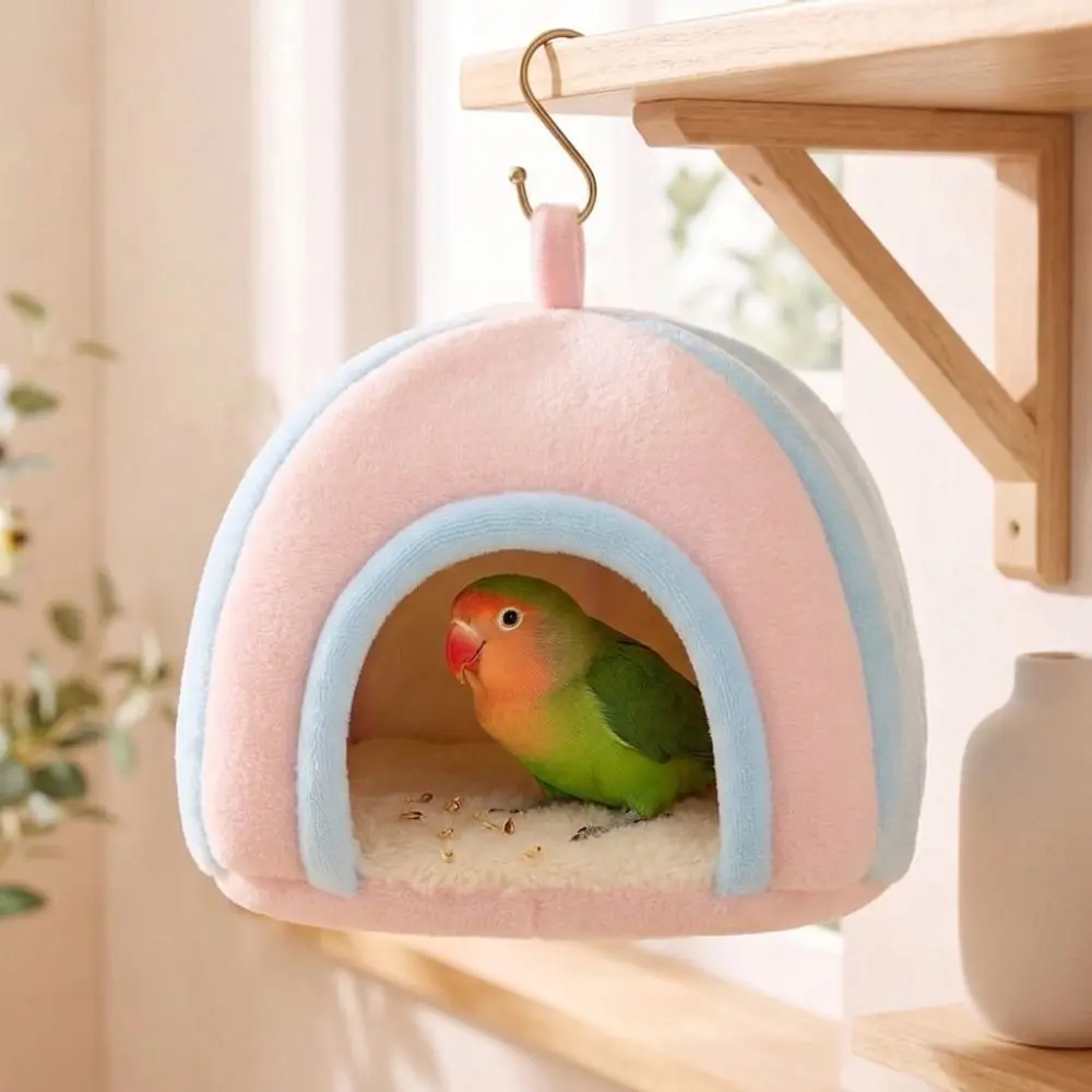 Thick Velvet Parrot Fleece Warm Nest Soft Skin-Friendly Sherpa Inner Liner Plush Hanging Bird Bed Heat-Retaining Liner