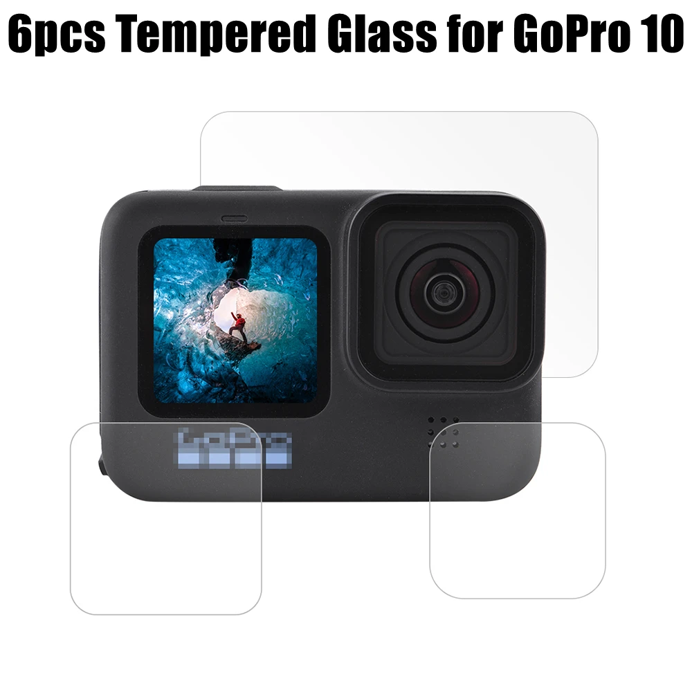Protetor de tela de vidro temperado para gopro 10 câmera lente película protetora acessórios da câmera ação 2 conjunto