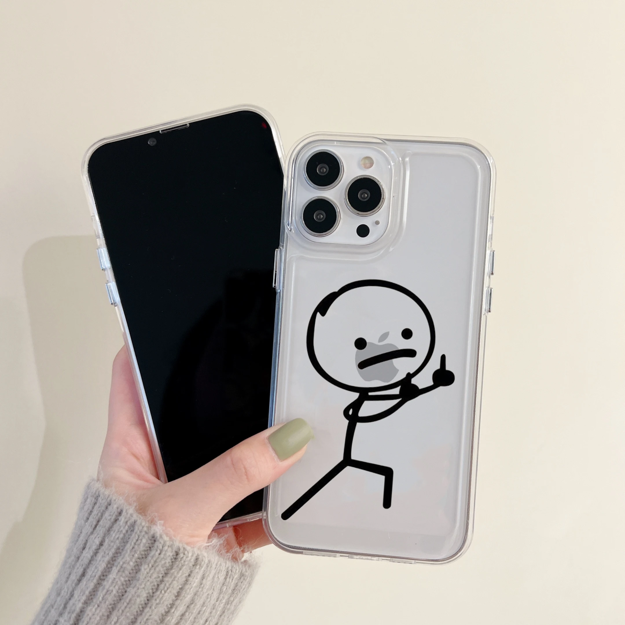 Dễ Thương Coi Thường Matchstick Nam Không Gian Trong Suốt TPU Ốp Lưng Điện Thoại iPhone 14 13 12 11 Pro Max XR XSMAX 8plus Trong Suốt Mềm Lưng