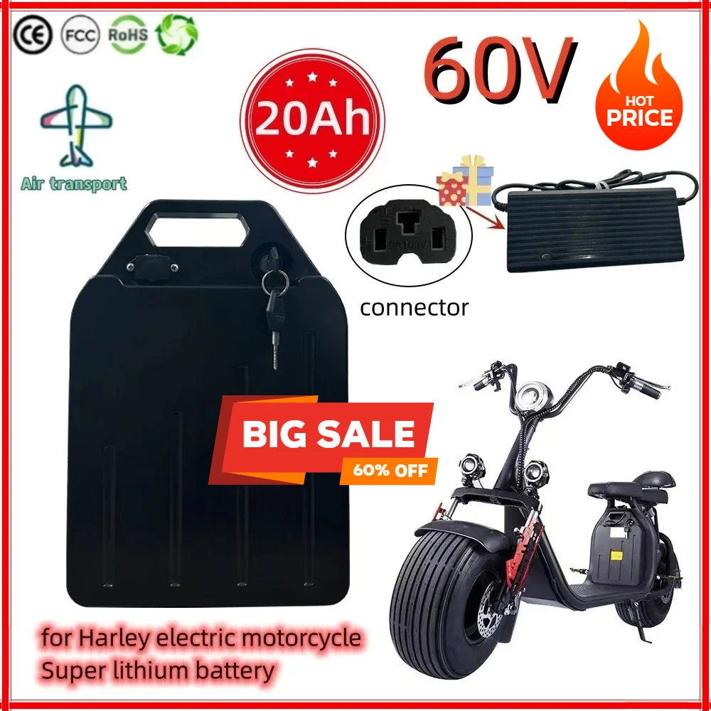 

2025 New 100% 60V 20Ah 15Ah 10Ah Battery Pack of For Harley electric scooter for 350W-2000W Electric Scooter duty free