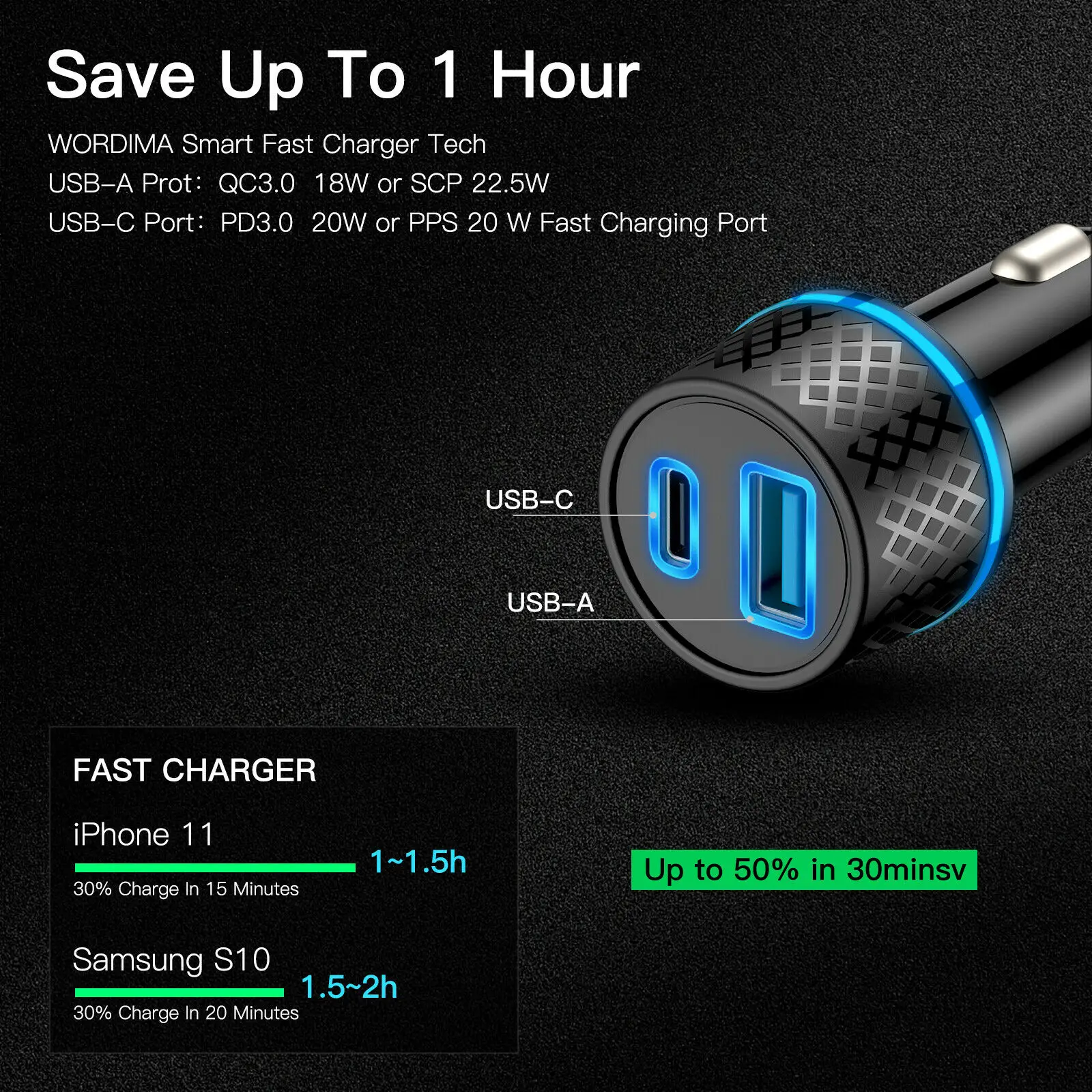 Cargador USB tipo C para coche, accesorio de carga rápida QC 3,0, 42W, 3A, PD, para iPhone 12, 13 Pro, Xiaomi, Huawei