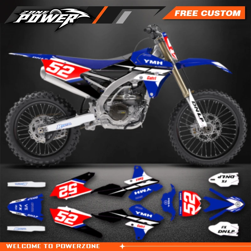 Powerzone لياماها 2014-2018 YZF250 2015-2019YZF250X WRF250 2014-17 YZF450 خلفيات مخصصة الرسومات الشارات ملصق أطقم 44