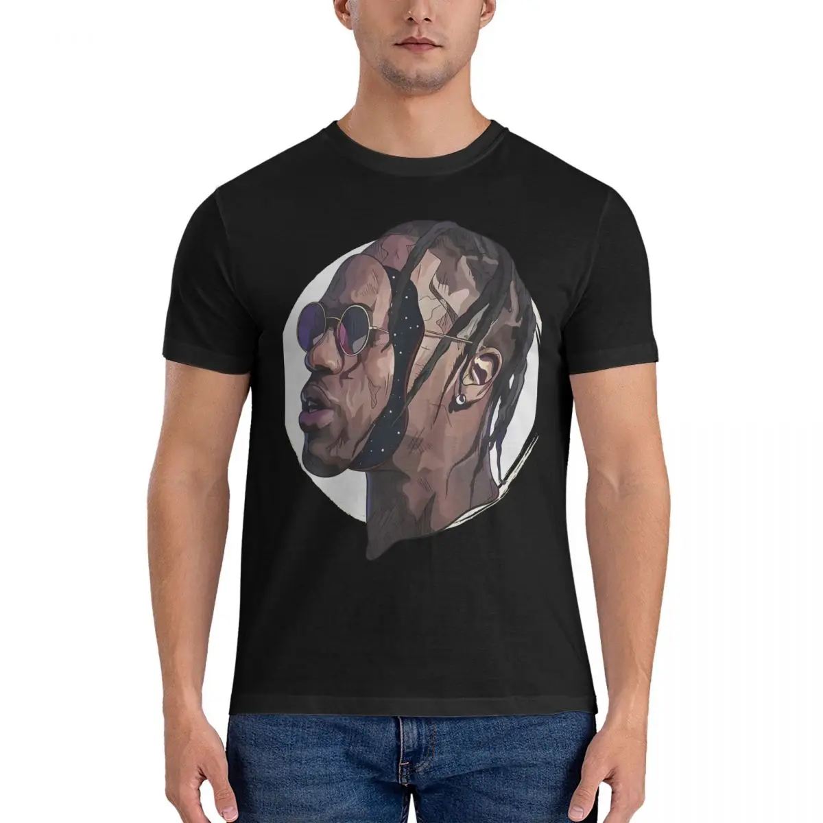 Men Art T Shirts Travis Scott 100% Cotton Tops Creative Short Sleeve Round Collar Tees Gift Idea T-Shirts