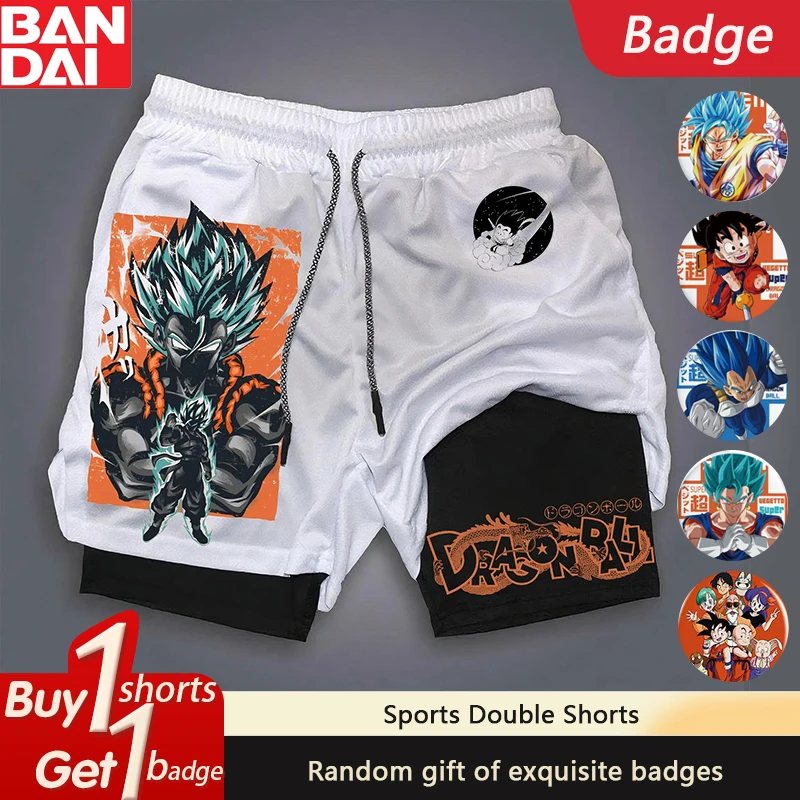 

2025 Dragon Ball Anime Peripheral GOKU Printed Double-layer Shorts American Sports Men's Summer Loose Breathable Pants