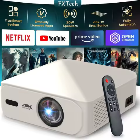 새로운 스마트 미니 프로젝터 340ANSI 루멘 휴대용 프로젝터 4K WIFI 블루투스 1080P 홈 영화 극장 비머 야외 시네마