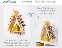 Wooden shelf for 60+ Tonies, suitable for standing or hanging, designed for kids, complements Toniebox accessories.