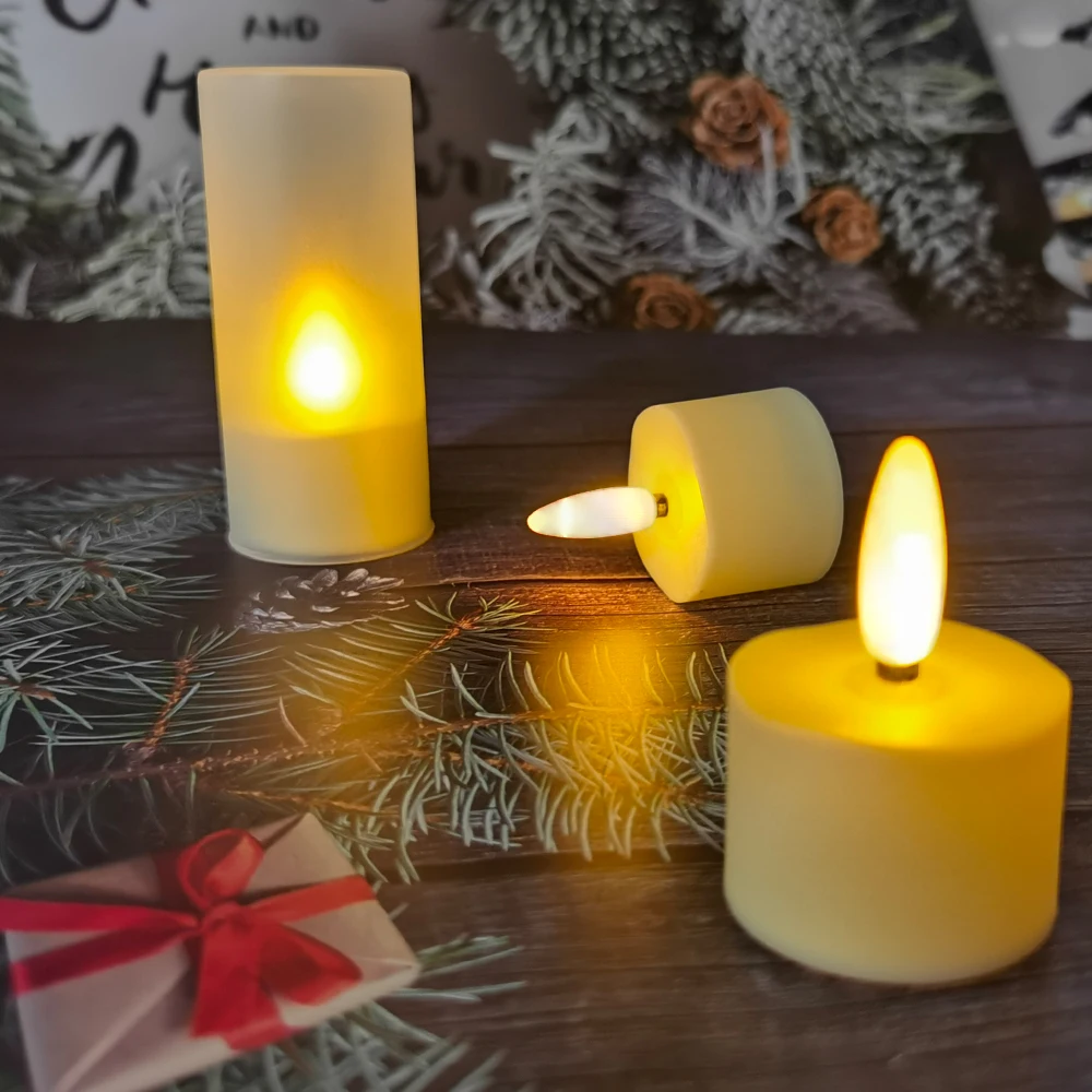 LED Electronic Candle lamp Timer Remote Rechargeable Candle Flickering Flames Valentine\'s day Birthday Home Decoration Tealights