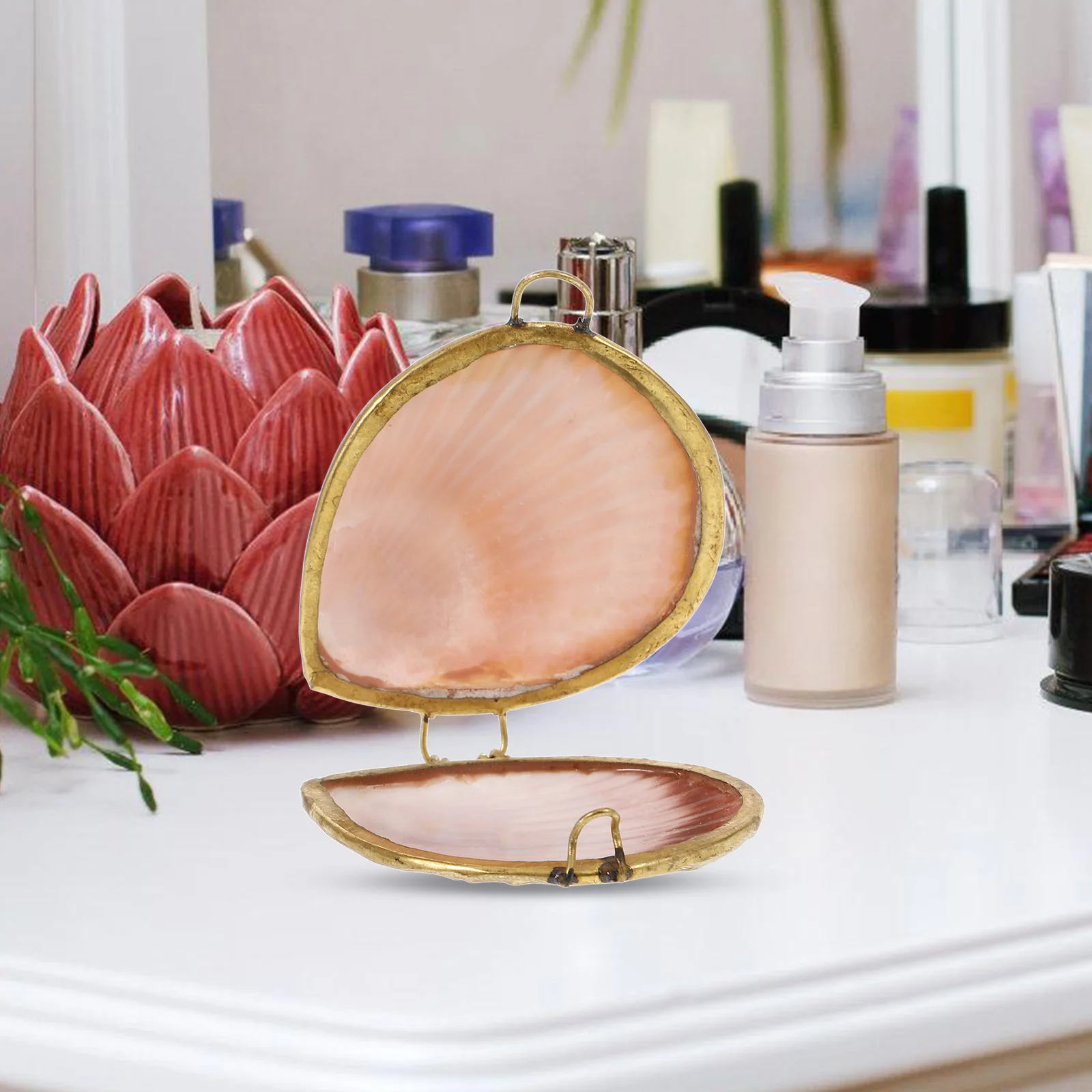

Shell Jewelry Box Storage Seashell-shaped Case Holder Jewellery Boxes Container Hinged Ring