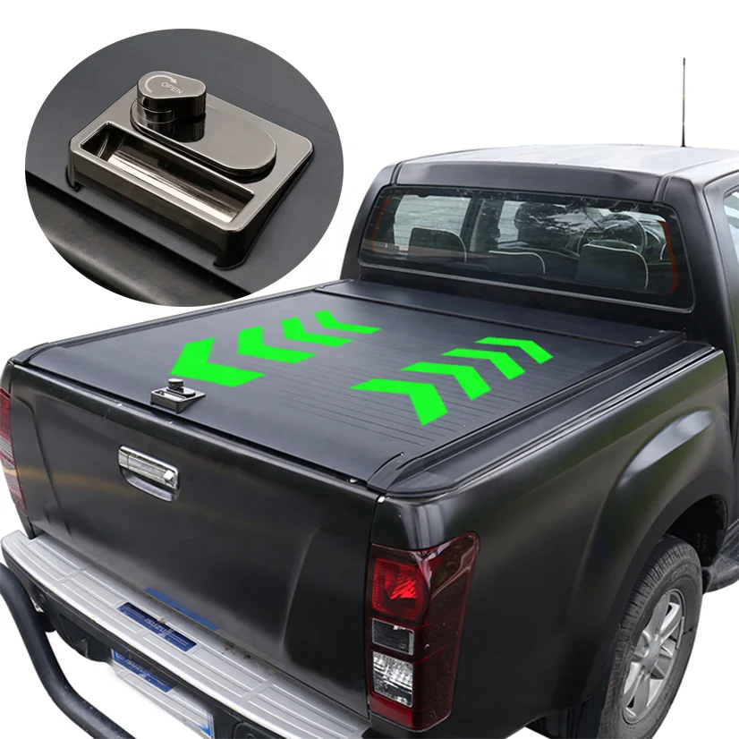 Hard Retractable Shutter Tonneau With Button Pickup Lid Truck Electric Roller Bed Cover For   F150 Ranger  Hilux