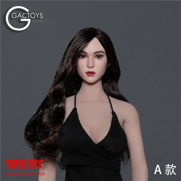 GACTOYS-Sculpture de tête de femme beauté asiatique, mise en œuvre avec des cheveux plantés, figurine d'action de soldat féminin, GC04snap/ B/C/D, échelle 1/6, convient à 12 en effet