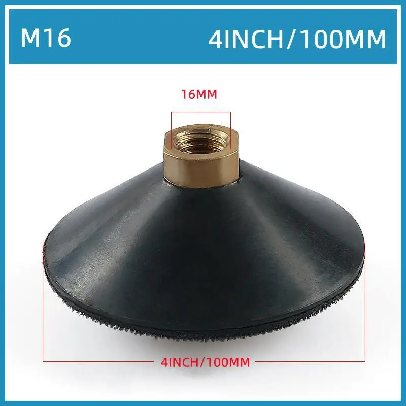 1 Stück 3“ 4“ Gummi-Schleifpad mit M10 M14 M16 Gewinde, bogenförmiges Klett-Schleifpad, Polier-Schleifpad, Halterung – Detail 7