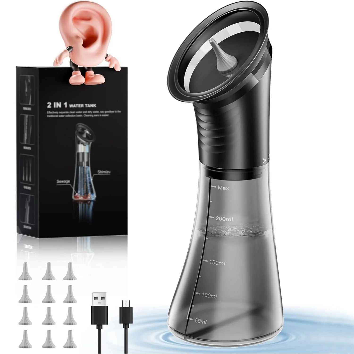 3 Mode Adjustable Electric Ear Wax Removal Kit Waterproof Ear Irrigation Washer Ear Cleaning Tool for Family Health Care Gifts