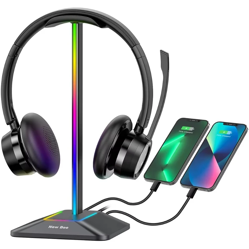 Multi-color luminous gaming headset holder RGB headset holder with USB charger and Type-C 2.0 port