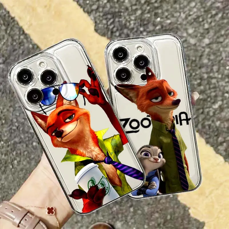 ディズニー ズートピア ウサギ キツネ Apple iPhone 17 16 15 14 13 12 11 Air Pro Max Plus Mini 用 透明 ソフト スマホケース