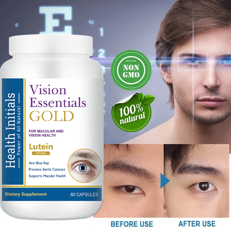 Capsules de lutéine à haute puissance pour la fatigue oculaire, la sécheresse oculaire et la santé de la vision, prévention de la lumière bleue, prévention de la myopie, 60 capsules