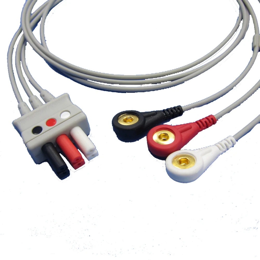 

For MINDRAY MEC1000/2000, PM 7000/8000/9000 Holter Recorder ECG Patient Cable 3/5 Leads Snap/Clip AHA Standard