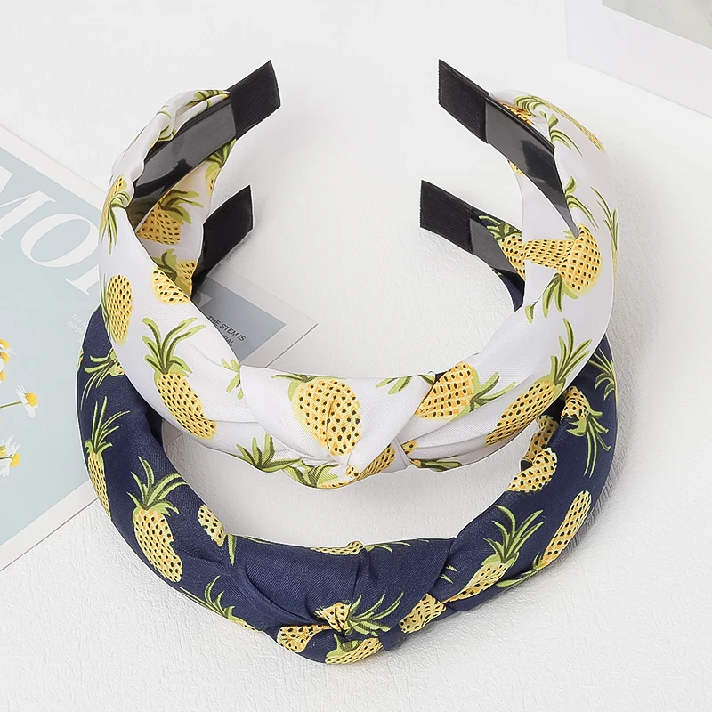 

New Pineapple Print Headband for Women Summer Fresh and Versatile Hairband Boho Beach Vacation Style Hair Accessories