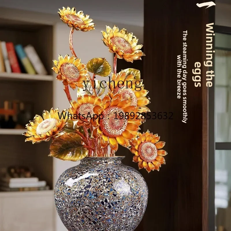 

LYY Sunflower Copper Ornament Living Room High-End Entrance TV Cabinet Home Decoration