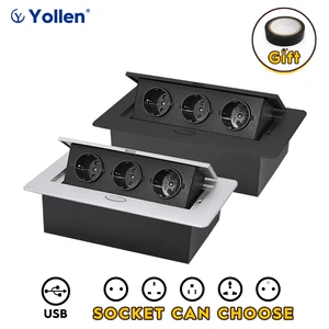 EU Standard versteckter Tabellenbuchse, das gesamte Aluminium -Panel, 3 -Wege -Elektromotion, modulare Kombination, Strom, Haushaltsummacht Hauptverkaufstabelle Hauptverkaufstabelle - №2