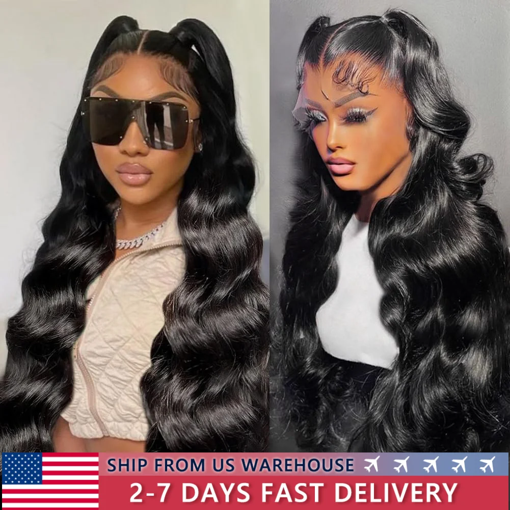 Body Wave Lace Front Peruca de Cabelo Humano para Mulheres, HD Transparente, 13x4, 13x6, 360 Lace Wig, Pré Arrancadas, 4x4 Encerramento, 34 ", 36"