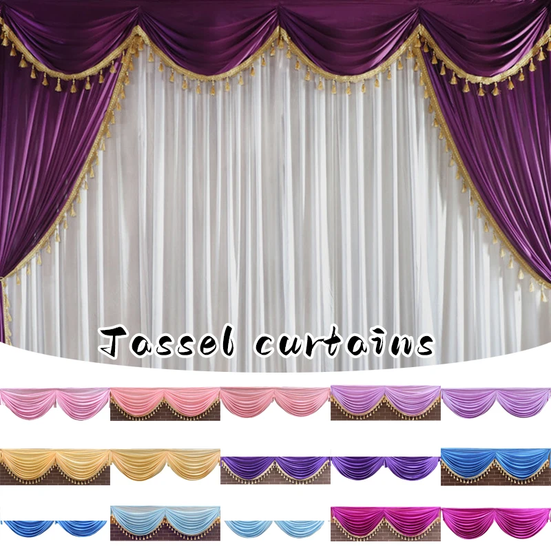 

2M Wedding Background Curtain Swag Party Valance Drape Panel Wedding Backdrop Curtain Valance Stage Background Decor Drapery