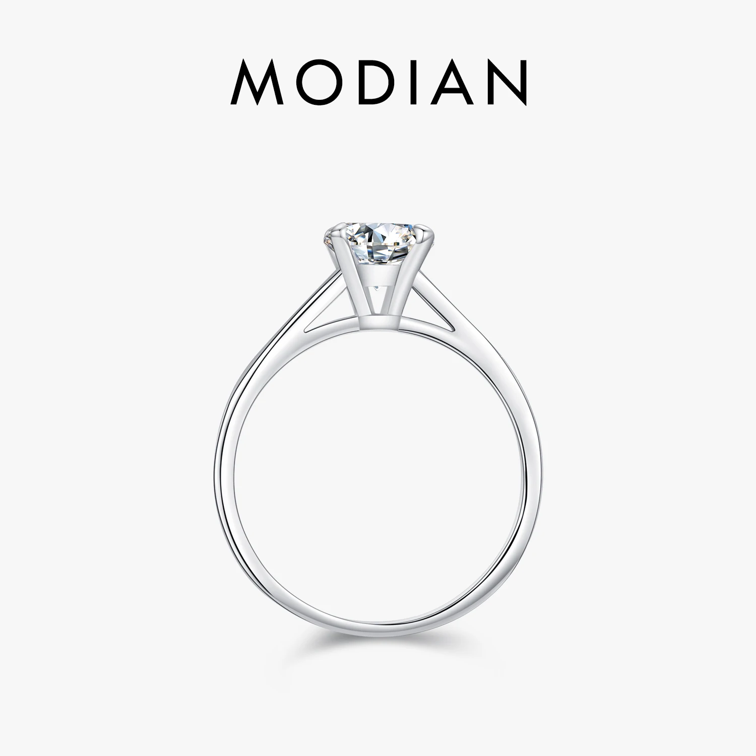 

MODIAN 1CT D Color Round High Quality Moissanite Ring For Women 925 Sterling Silver Romantic Wedding Engagement Band Jewelry