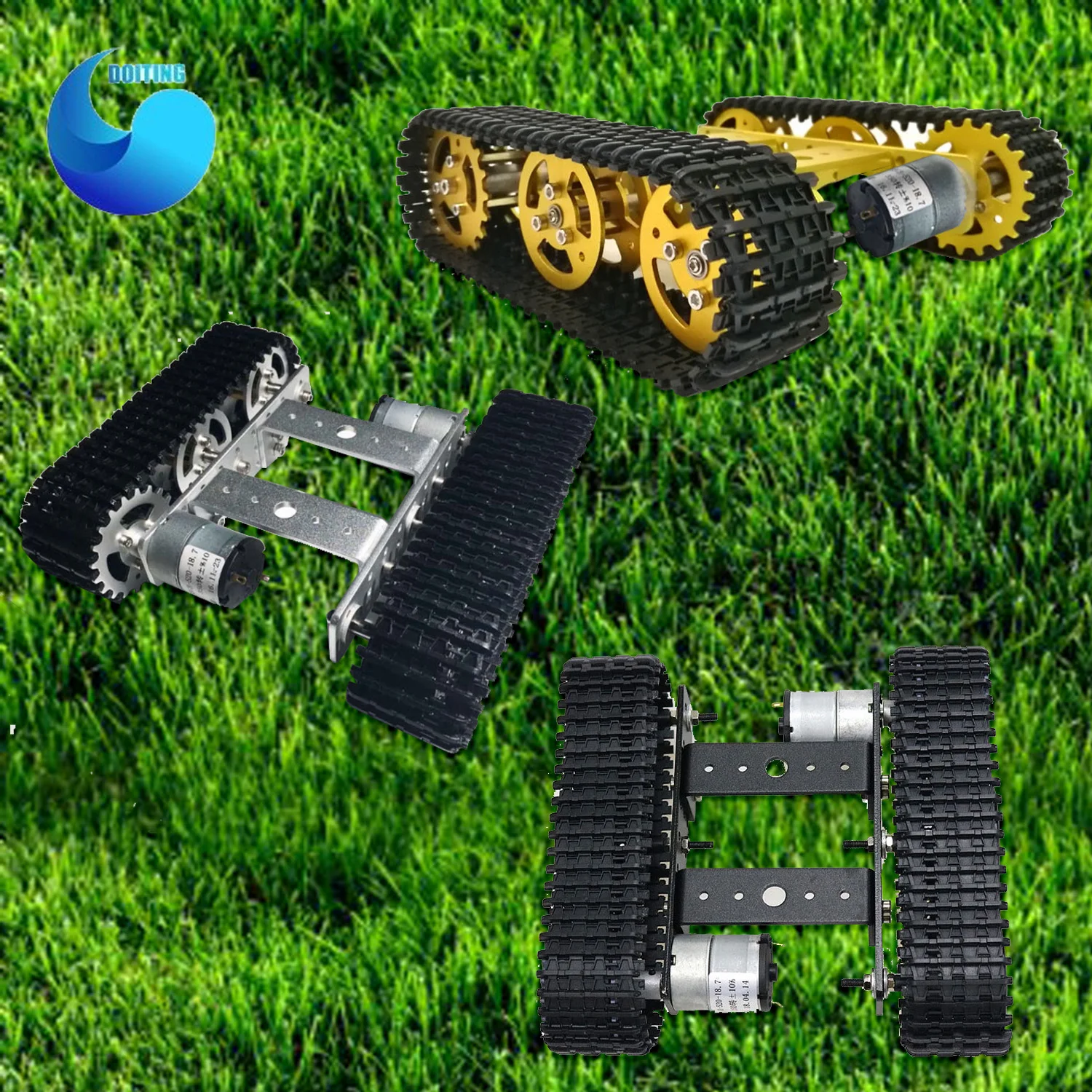 Mini T100 RC Metal Robot tanque chasis oruga Caterpiller Vehículo de orugas con pista de plástico 2 motores para Robot plataforma RC