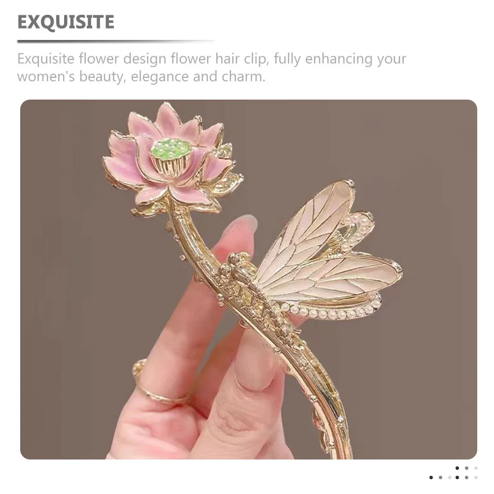 

Chinese Lotus Flower Hair Clip Alloy Material Claw Clip for Women Exquisite Decoration for Office Party Celebration Use