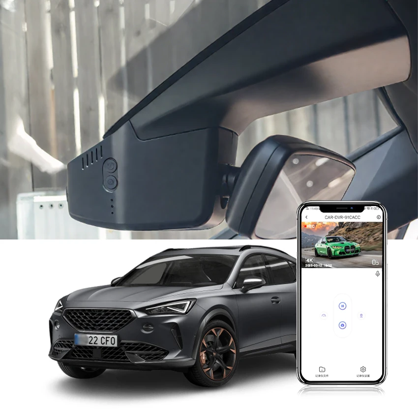 4K Dash Cam for Cupra Formentor (2021-2025) , Wifi Car DVR Recorder with Night Vision, Loop Recording, OEM Style
