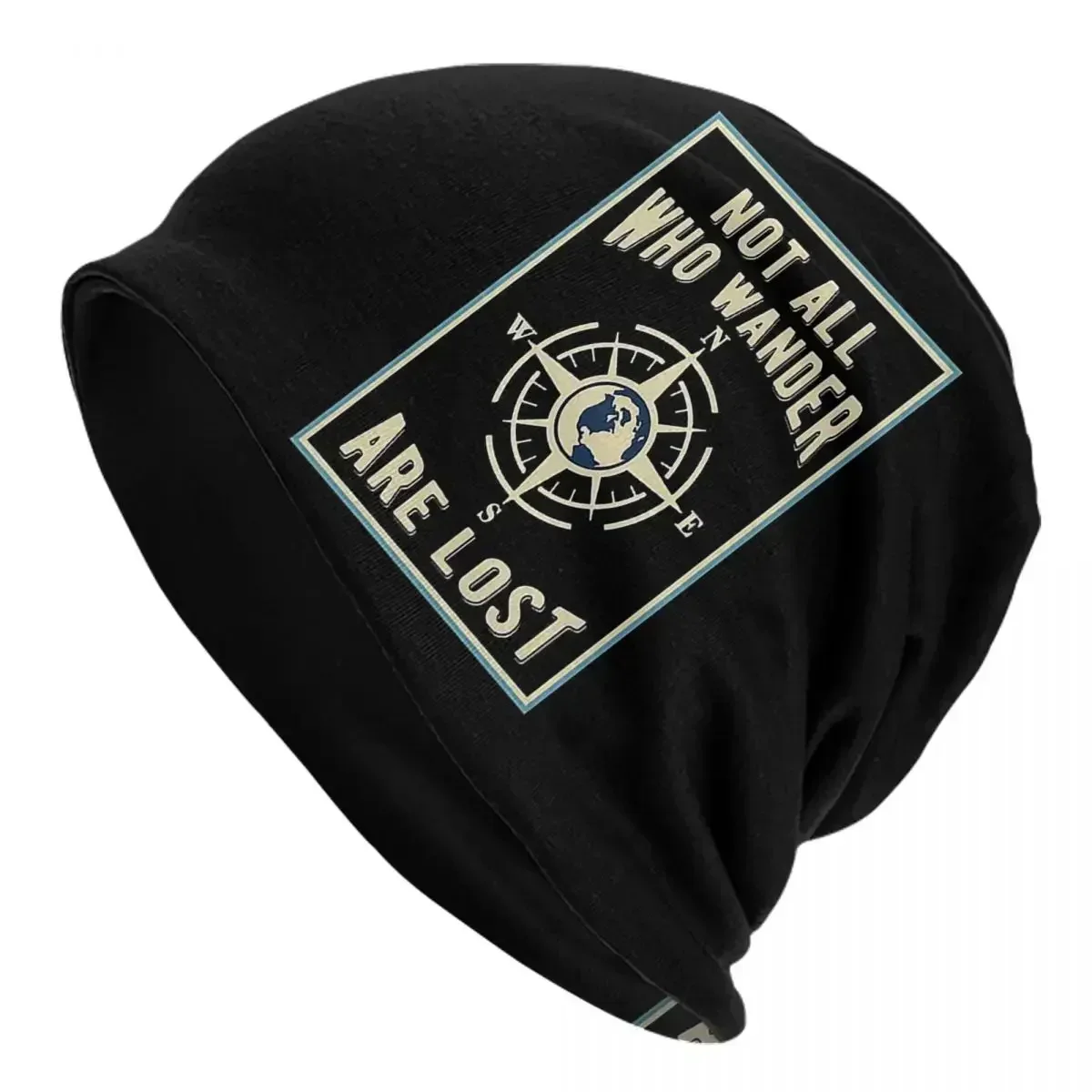 Compass Not All Who Wander Are Lost Warm Knitted Cap Fashion Bonnet Hat Autumn Winter Outdoor Beanies Hats for Men Women Adult