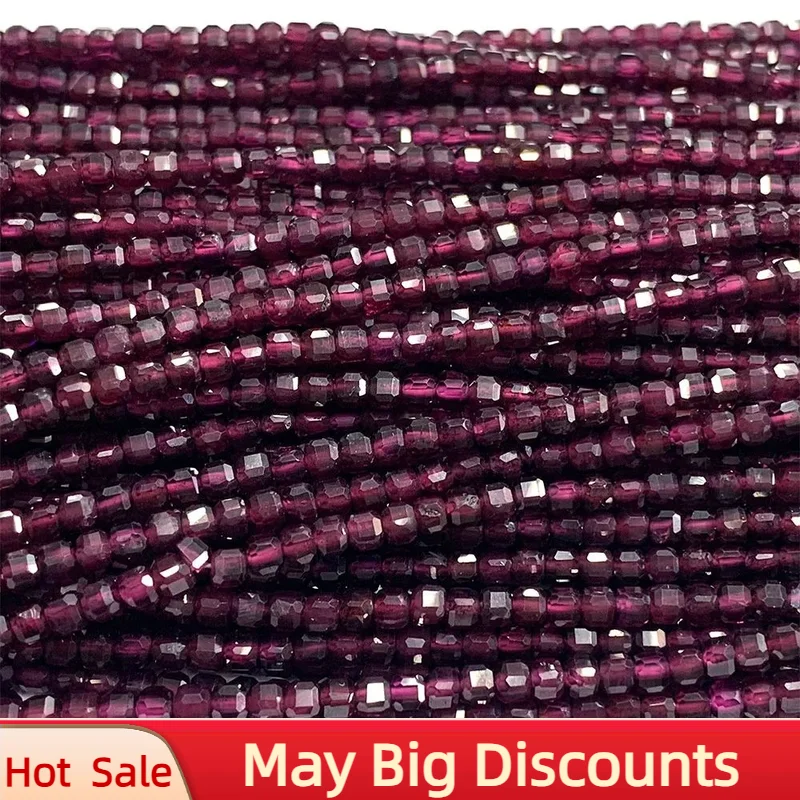 2024 Garnet Natural Stones Gemstones Necklace Bracelets Earrings Edge Cube Faceted Beads for Jewelry Making Party Gift