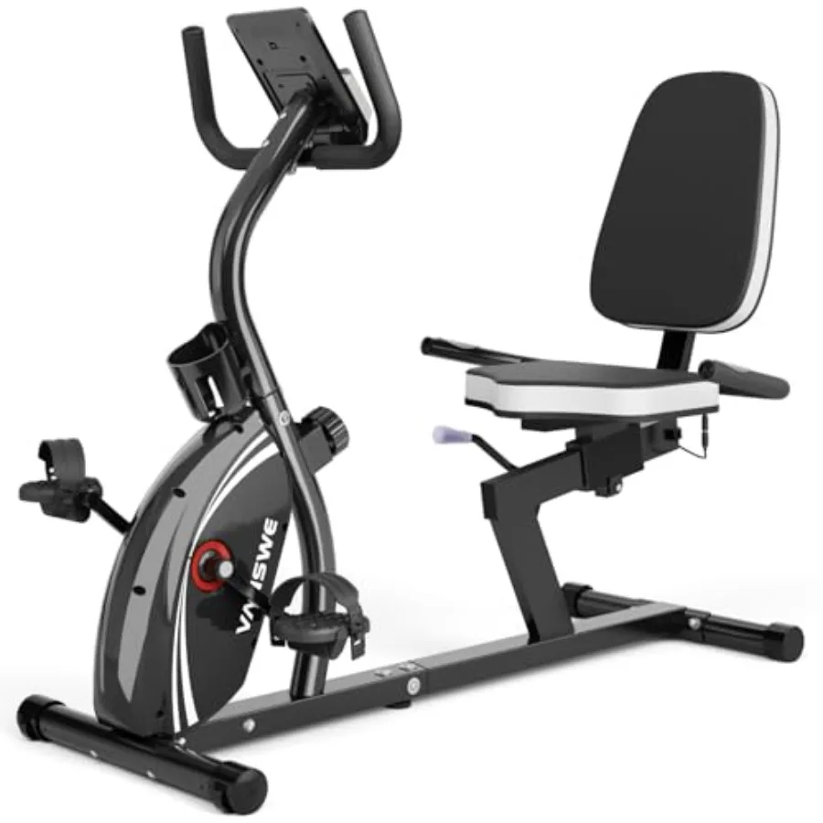 Recumbent Exercise Bike for Home Use: Steel Frame, Black, 380 LB Weight Capacity Ergonomic Seat Support