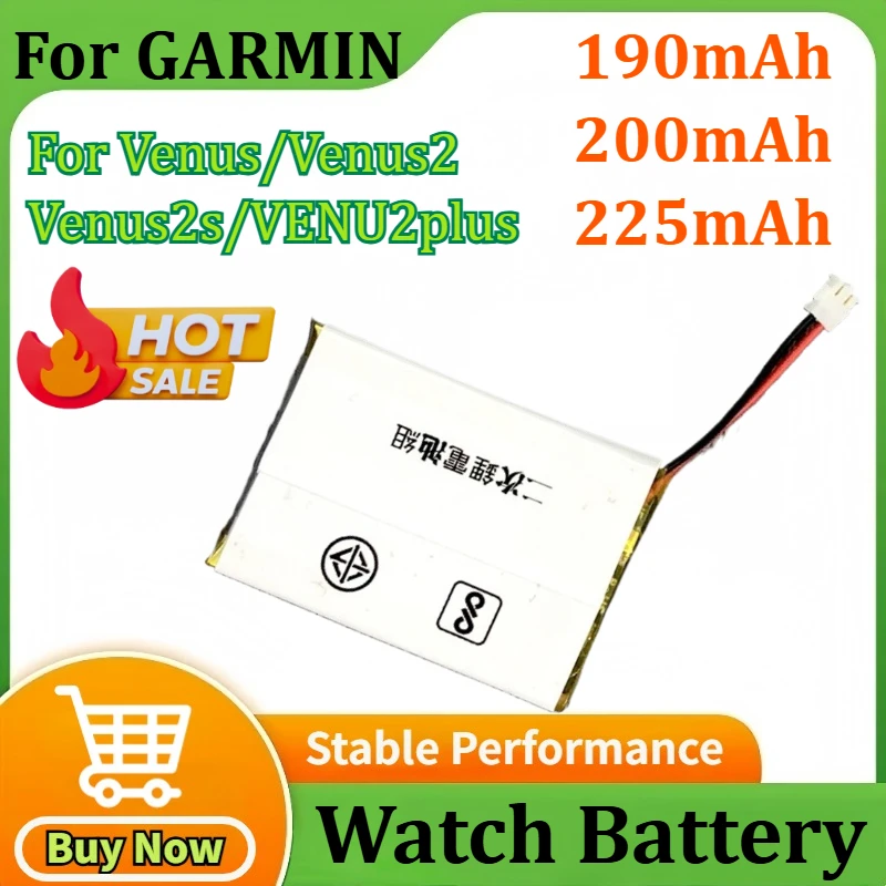 

190mAh/200mAh/225mAh Replacement Battery for GARMIN VENU 2 2S VENU2 Plus 361-00139-10 361-00137-10 Sports Smartwatch Accessories