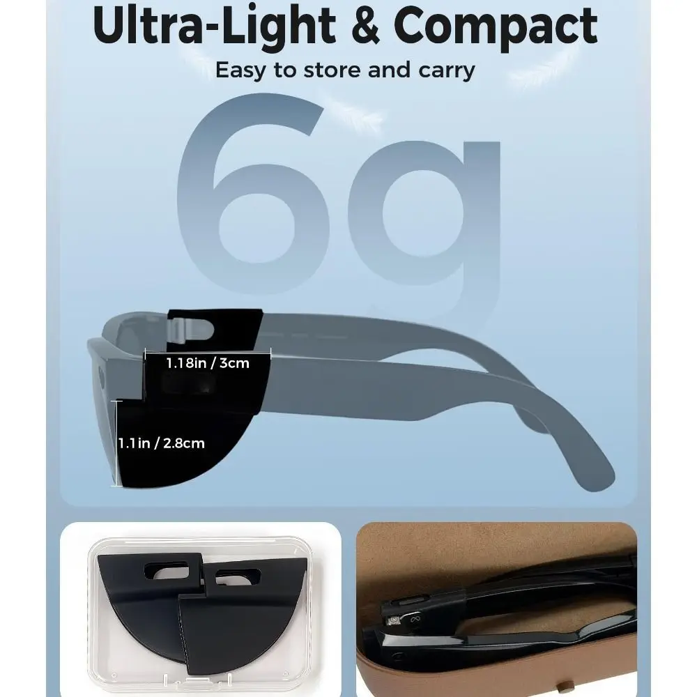Silicone Glasses Side Shields Secure Anti-Slip Light Blockers for Ray-Ban Meta Wayfarer/Headliner/Skyler (Gen 1/2)/ Meta HSTN view 4