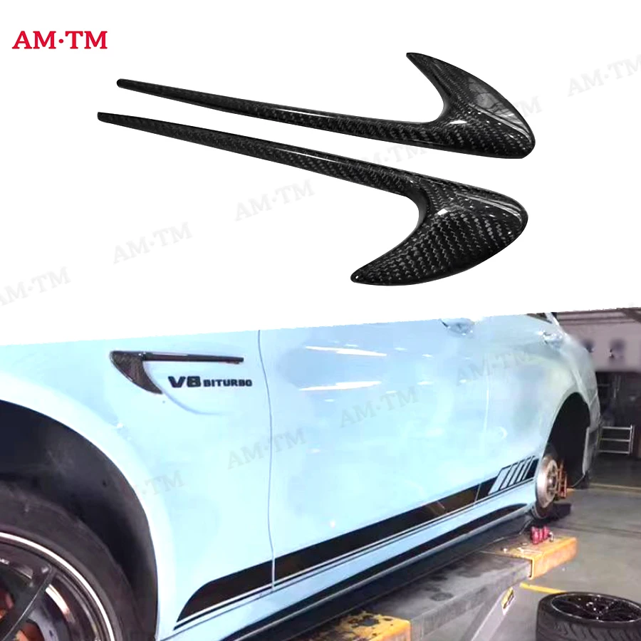 

For Mercedes Benz E Class W213 E300 E400 2013-2019 Carbon Fiber Car Front Bumper Side Fender Air Vent Covers Trims Not For E63 B