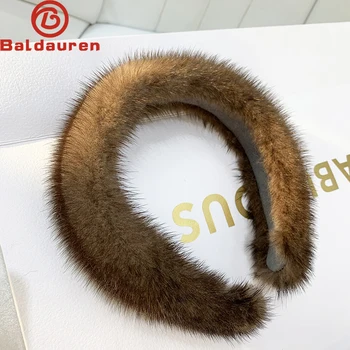 2025 ขายร้อนผู้หญิงหรูหราฤดูหนาว 100% Real Mink Fur Headbandsคุณภาพสูงจริงขนสัตว์ผมวงเลดี้แฟชั่นผมHoop Furryของขวัญ