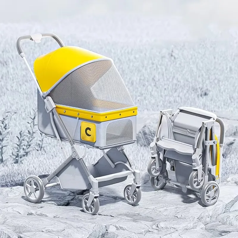 

Wholesale Detach Foldable Dog Stroller Luxury 4 Wheels Pet Cat Stroller for Large Small Dog