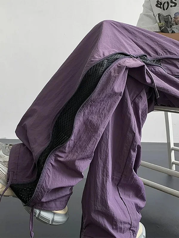 

Men's Summer Qui Dry Paratrooper Pants Breathable Me Side Zipper Loose Straight Leg Casual Trousers Youth Faion Sle